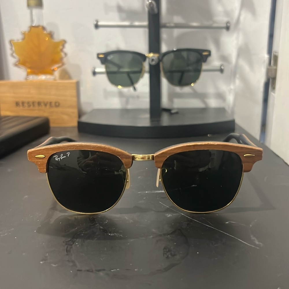 Ray-Ban polarized Wooden Frames Club masters with case